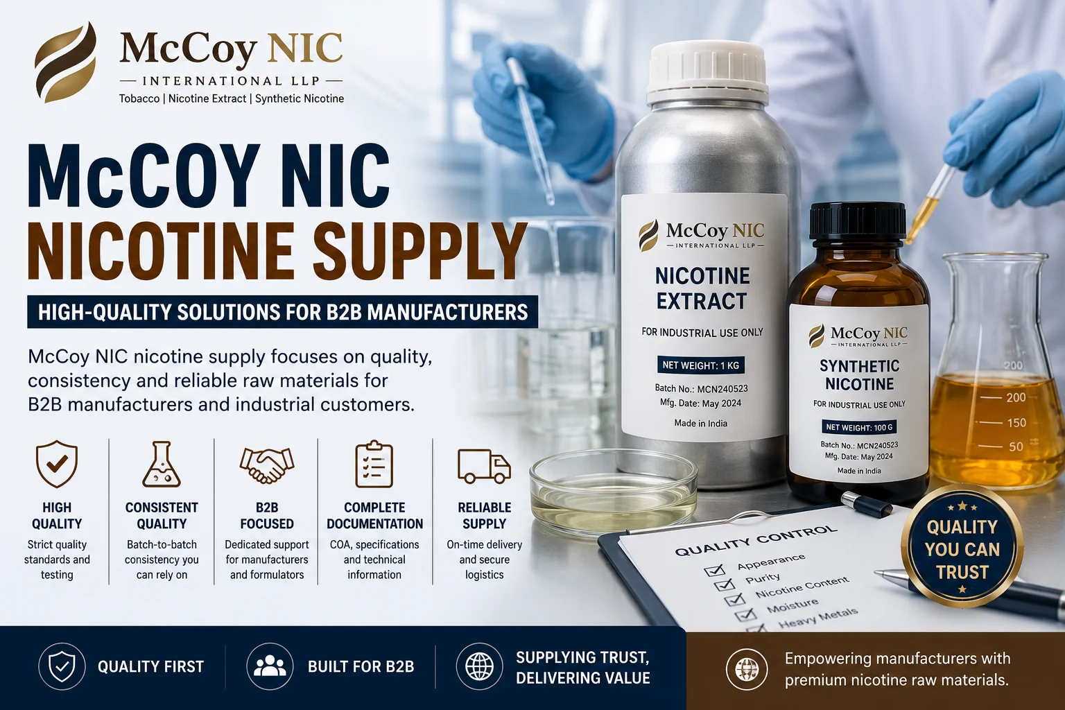 McCoy NIC Strengthens Its Focus on High-Quality Nicotine Supply for B2B Manufacturers