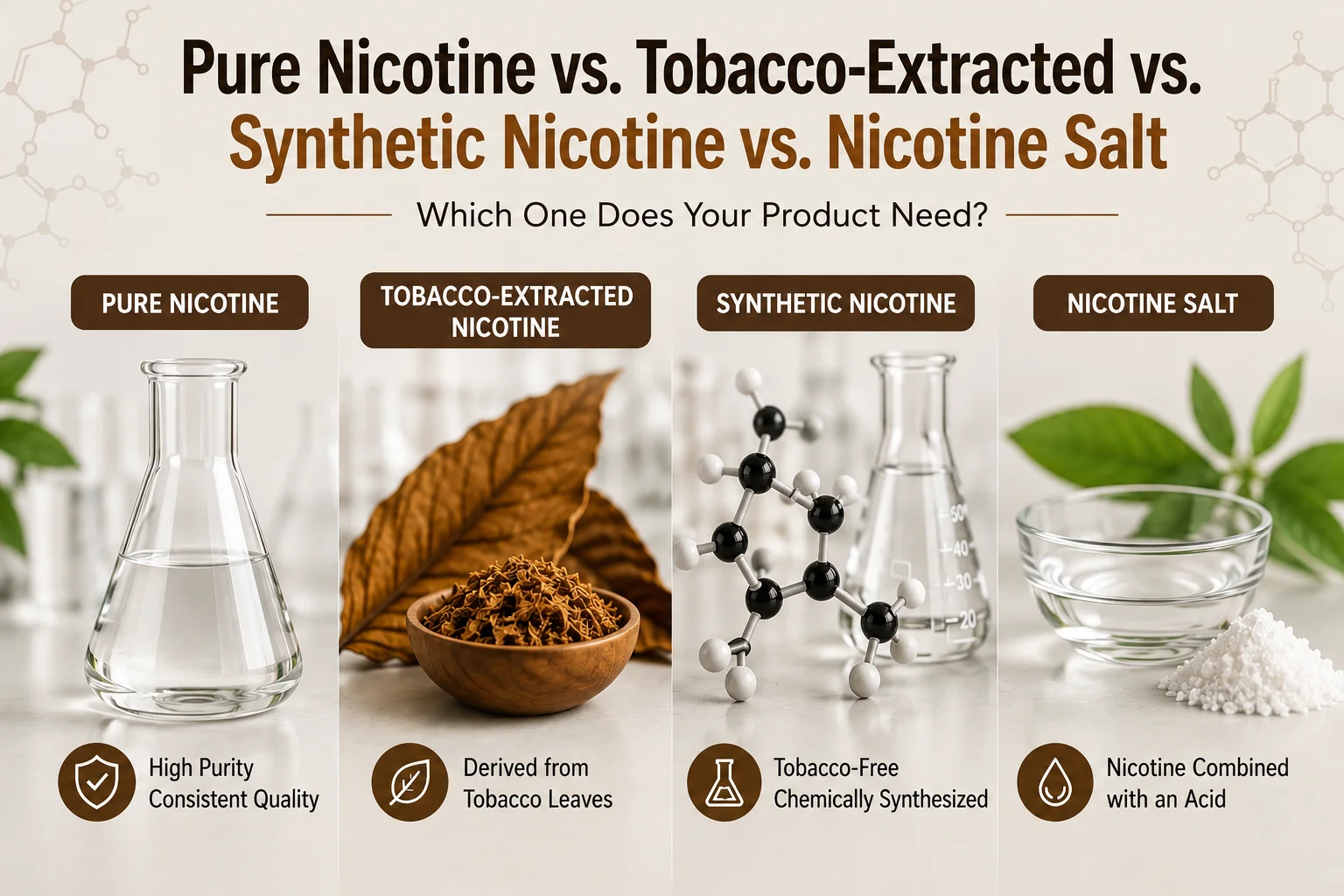 Pure Nicotine vs. Tobacco Extracted vs. Synthetic vs. Nicotine Salt — Which One Does Your Product Need?