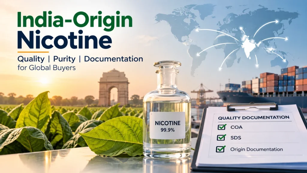 India-origin nicotine quality, purity and documentation for global buyers