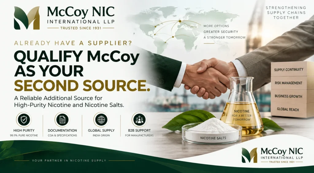 McCoy NIC second source nicotine supplier for B2B buyers