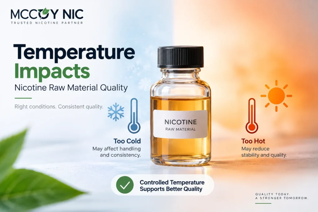 Nicotine temperature stability and raw material quality